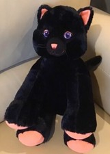 Build A Bear 14" Plush Black Kitty Cat Lucky W/Orange Sparkle Paws Halloween EUC