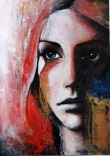 ARTIST ORIGINAL acrylic painting MODERN ABSTRACT WOMAN Portrait EXPRESSIVE ART