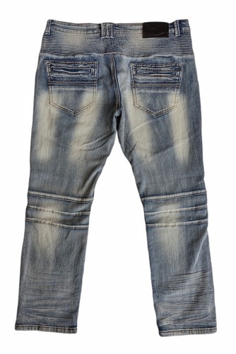 XRay Jeans Straight Leg Low Rise Pockets Biker Blue Mens 34x28 - Picture 2 of 9