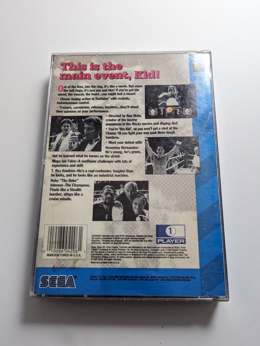 Prize Fighter Sega CD Game Complete with Manual and Two