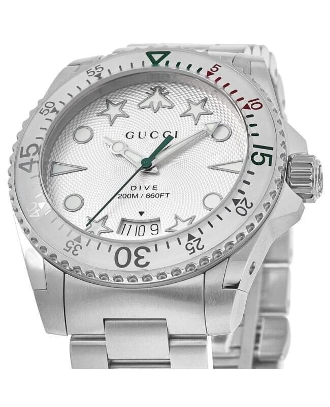 Gucci Dive 40mm Silver & White Men 