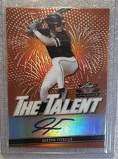 2020 Justin Foscue RC AUTO Leaf Valiant  The Talent Orange  # 34/75 Rangers