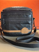 Vintage Mohawk Black Vinyl Camera Bag, Adjustable Strap, Zippered Compartments