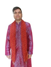Men Wedding Groom Dupatta Stole Indian Handmade Churidar Silk Blend Scarves