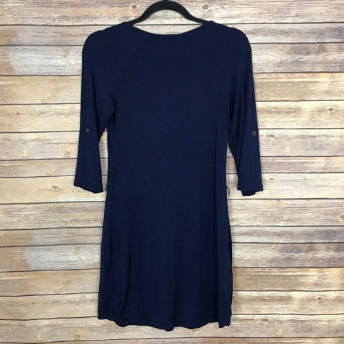 Tart Dress Womens XS Blue Henley Neck T-Shirt Knit Tab Sleeve Pocket Pullover - Picture 2 of 8