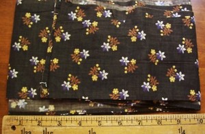 1860 - 1880 Antique Quilt or Dress weight Cotton Fabric Brown with Flowers