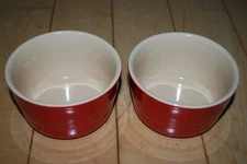 Lot of 2 Le Creuset Stoneware Ramekins Custard Baking Cups Dishes Red 12-23