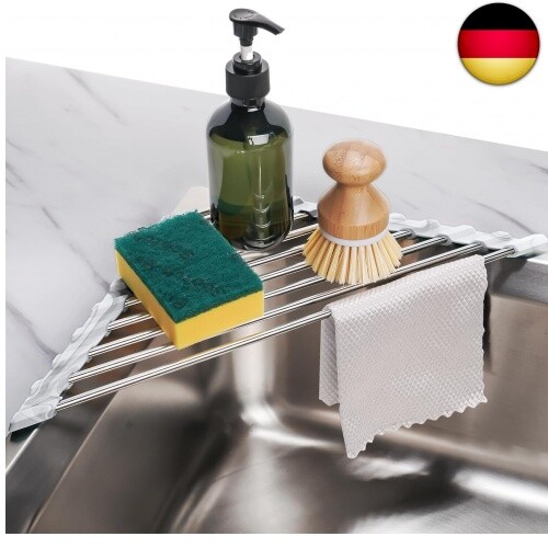 Abtropfgestell zum Aufrollen für Spülbecken, klein, faltbar, Edelstahl, M - Bild 1 von 8