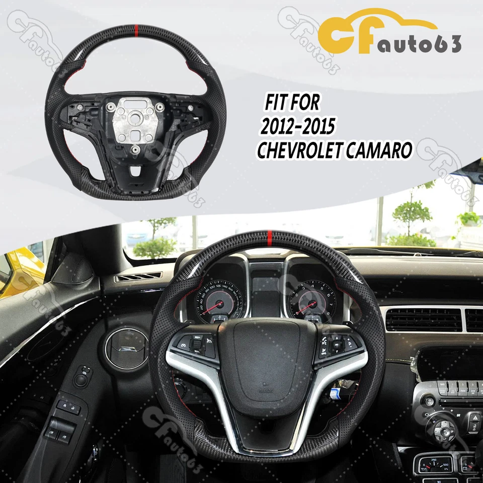 Real Carbon Fiber Sport Steering Wheel Fit Chevrolet Camaro 2012-2015 ZL1 SS - Image 2 of 4