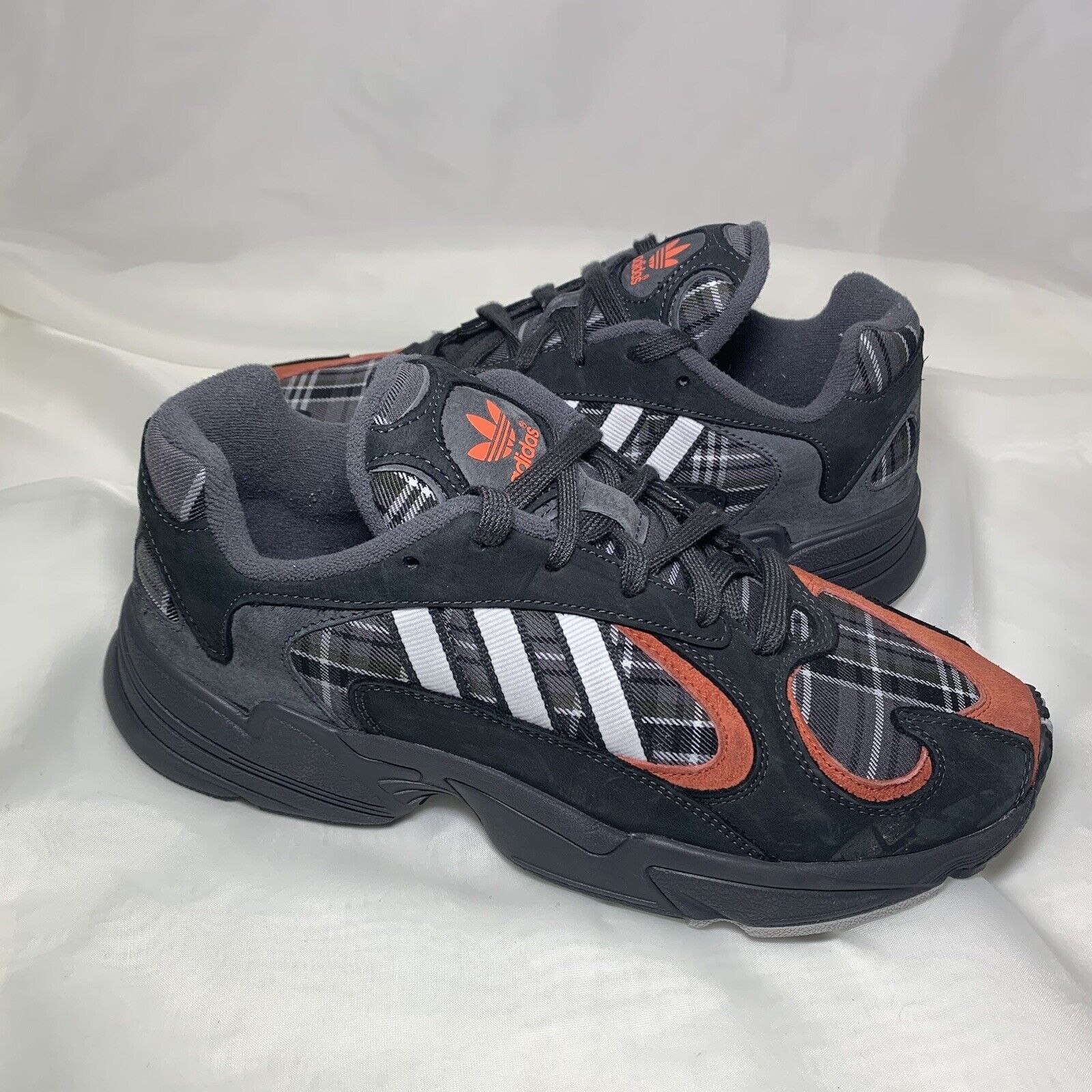 Adidas Yung-1 Orange Plaid EF3967 Mens Shoes Size 8.5 Plaid Grey 