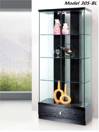 lockable with lights white Glass & wood Display Show Case Storage wall Cabinet - Picture 3 of 5