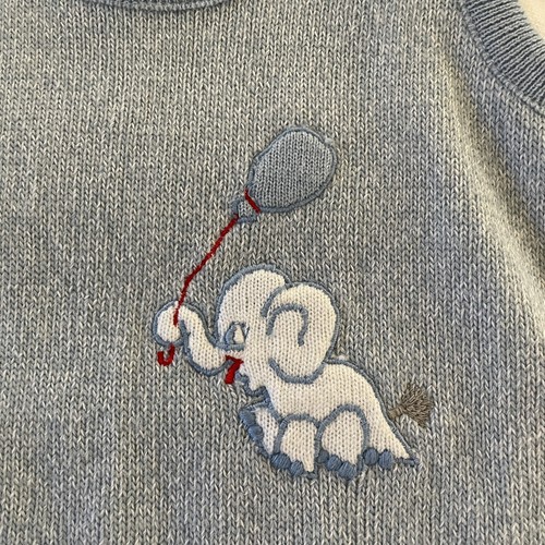 VTG Health-Tex Toddler Boys Sweater Romper Set 18 Months NEW Elephant Blue White - Picture 2 of 20