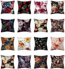 Cushion COVER Flower Floral Red Pink Black Garden Paisley Bed Pillow Case 18x18"