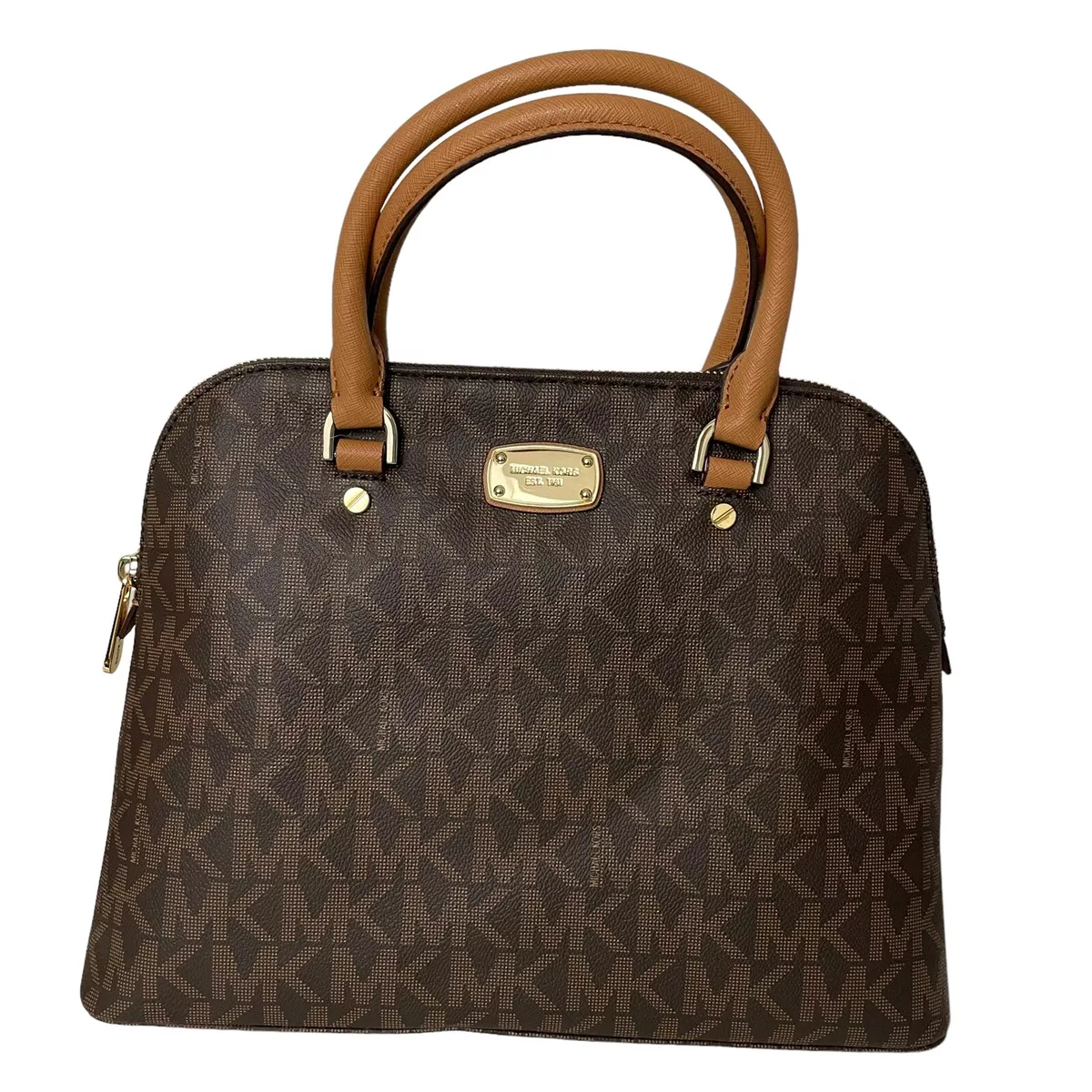 Michael Kors Handbag Cindy Large Dome Satchel Brown Acorn eBay