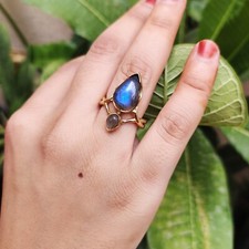 natural labradorite sterling silver ring size 7