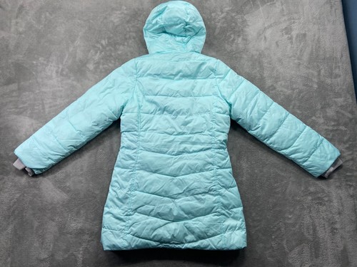 Lands End Jacket Girls' Large 14 Blue Quilted Primaloft Outdoors Softshell Hood - Picture 2 of 14