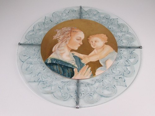 Bild Madonna Mit Kind Auf Porzellan E Glas Malerei Kunst Sacra Vintage - Picture 2 of 10
