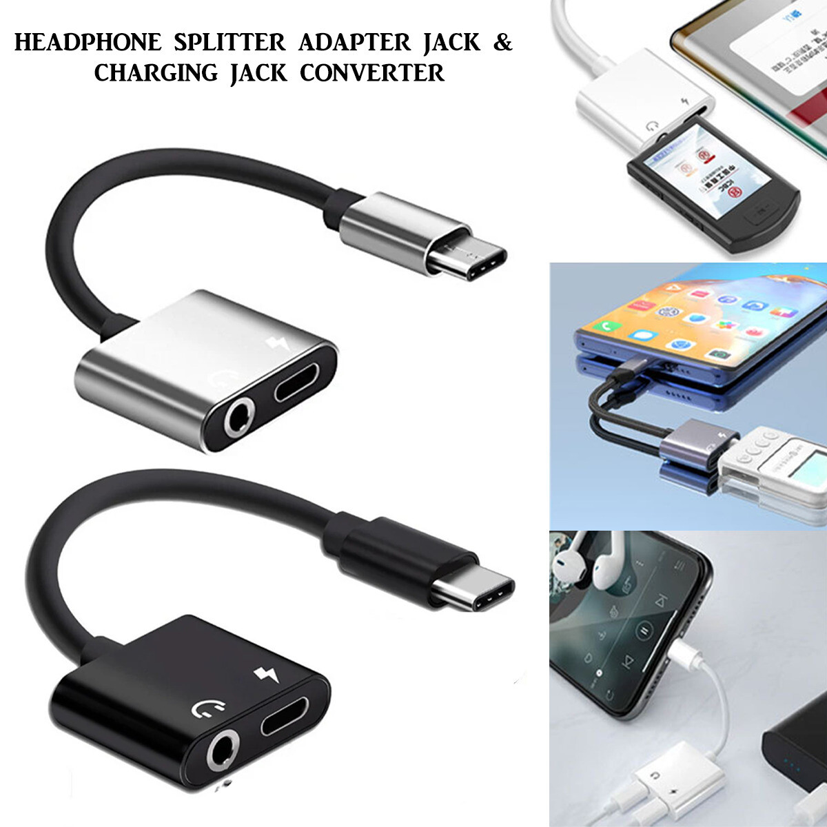 USB-C to Headphone Jack Adapter Charger Type-C Audio