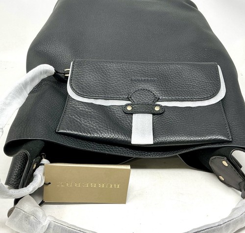 Bolso Bucket Burberry Negro Borlas Cuero Guijarro Cordón Nuevo con Etiquetas - Imagen 22 de 23