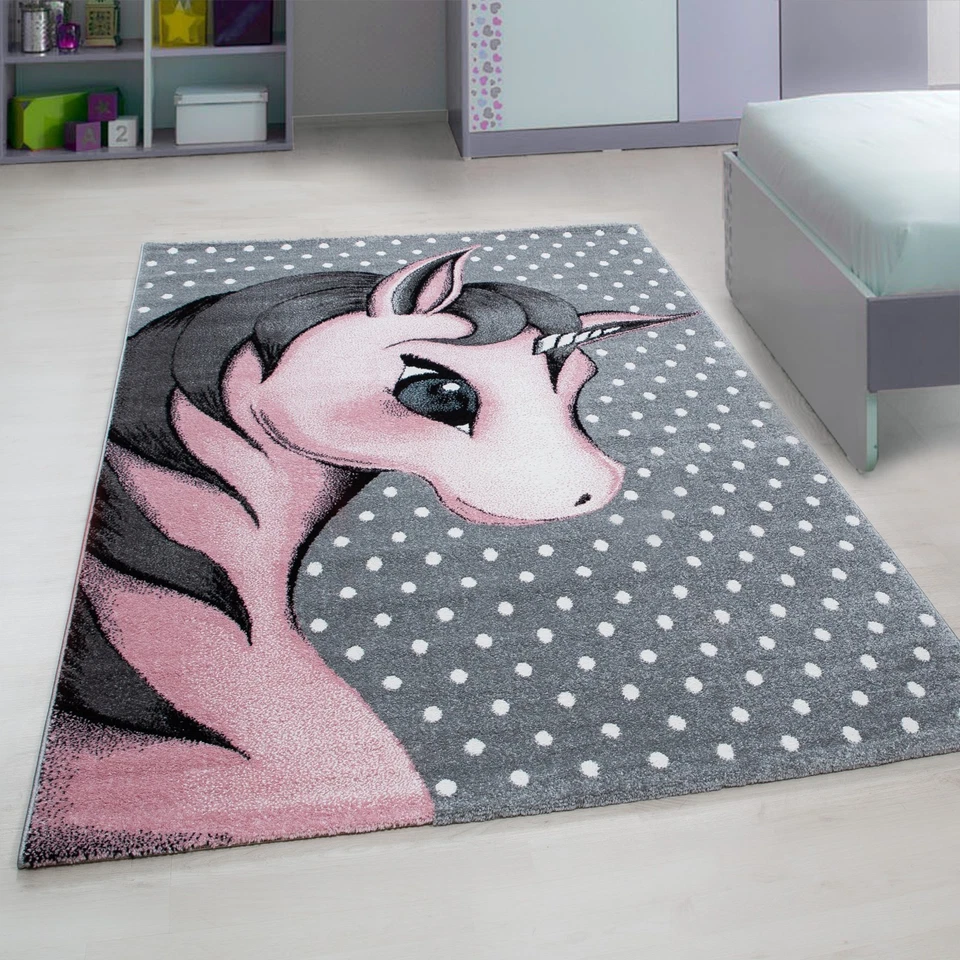 Kinderteppich Einhorn Pink • Weich & Pflegeleicht • 80x150 120x170 160x230 200x2 - Bild 2 von 4