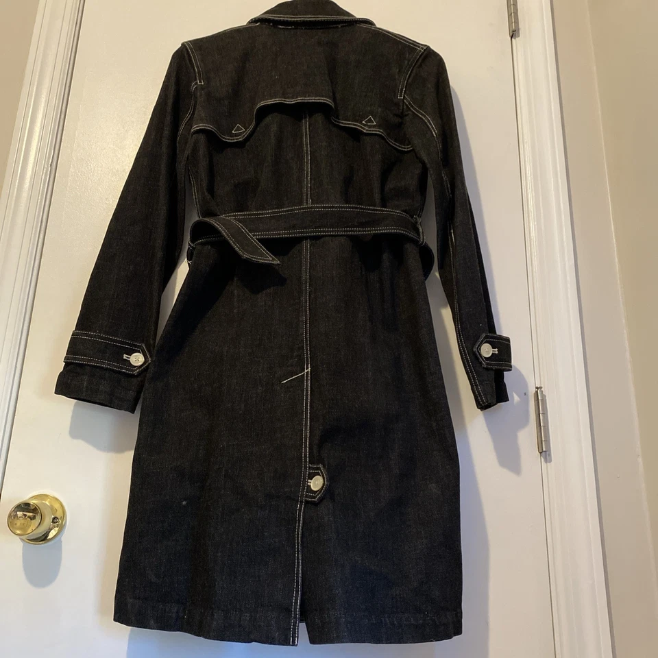 Gabardina de mezclilla negra Lauren Jeans Co Ralph Lauren para mujer talla pequeña Foto 2 de 4