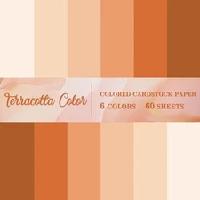 60 Sheet 8.5 X 11 Inch Terracotta Colored Card Stock Paper Gradient Color Thick 
