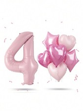 Multicolor Foil Number Balloons 1-9 With Heart Star Shapes For Party Decor
