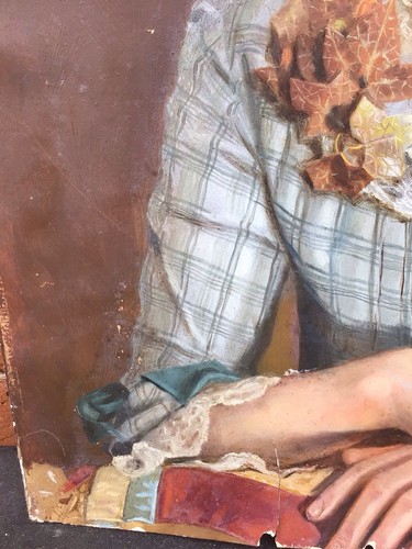 ANTIQUE OIL PAINTING, PORTRAIT OF A YOUNG GIRL, 19th CENTURY - Picture 11 of 24