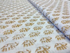 4 Yard Hand Block 100 Cotton Elephant Fabric NO TARRIF CHARGES 100  ZK 308