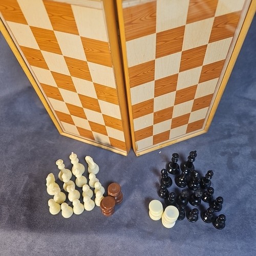 Juego de ajedrez backgammon de viaje de colección tablero plegable de madera damas piezas magnéticas - Imagen 3 de 7