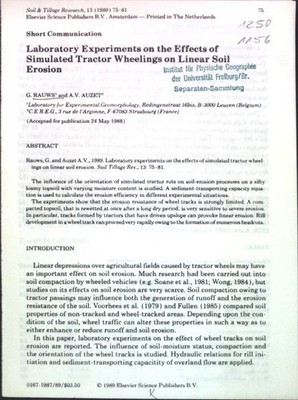 Laboratory Experiments on the Effects of Simulated Tractor Wheelings on Linear S