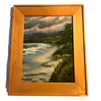 Impressionist seascape  original hand painted oil PAINTING coast line plein air