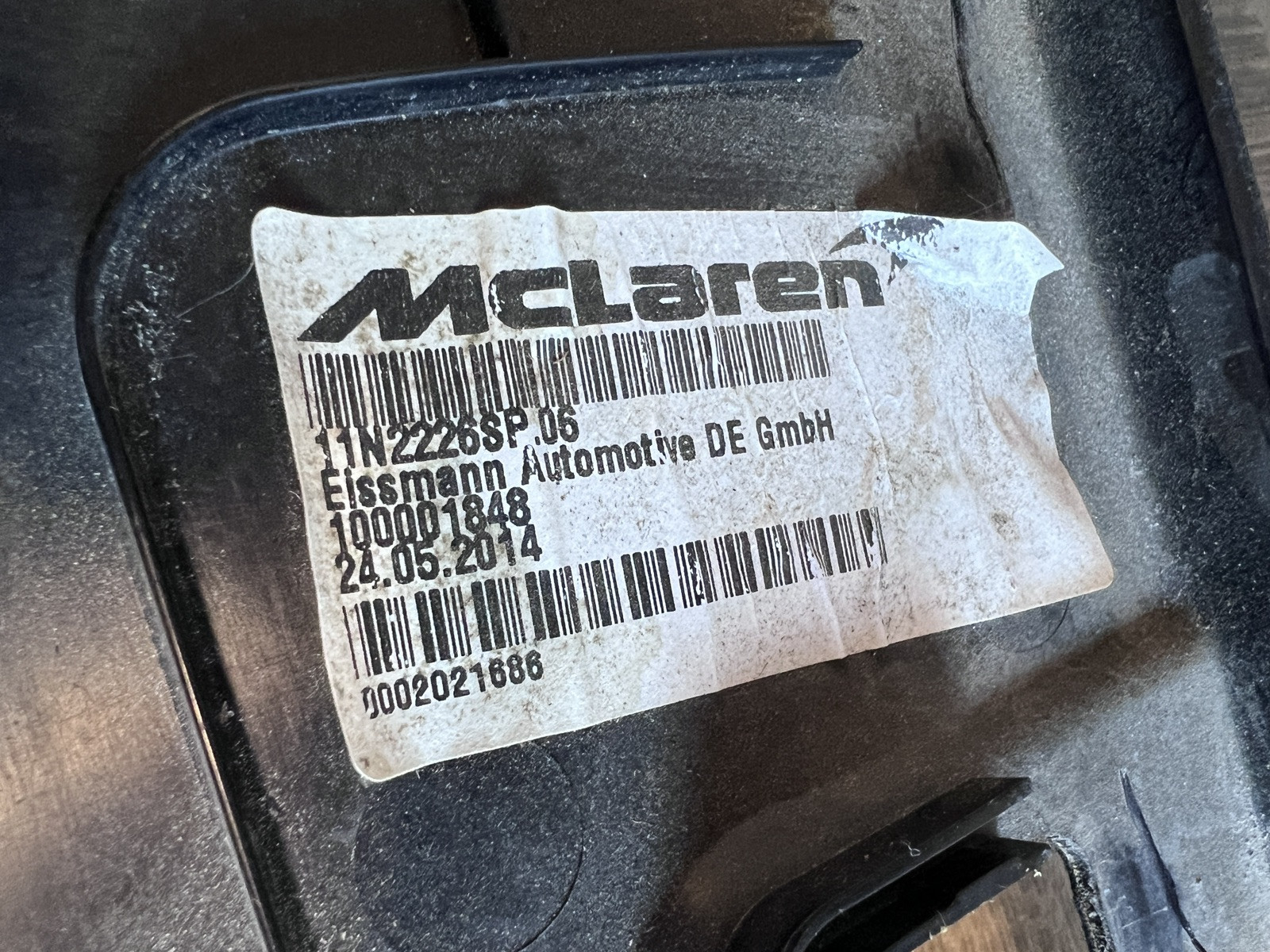 MCLAREN 650S MP4-12C FRONT ROOF HEADLINER TRIM VISOR ALCANTARA OEM 11N2226SP