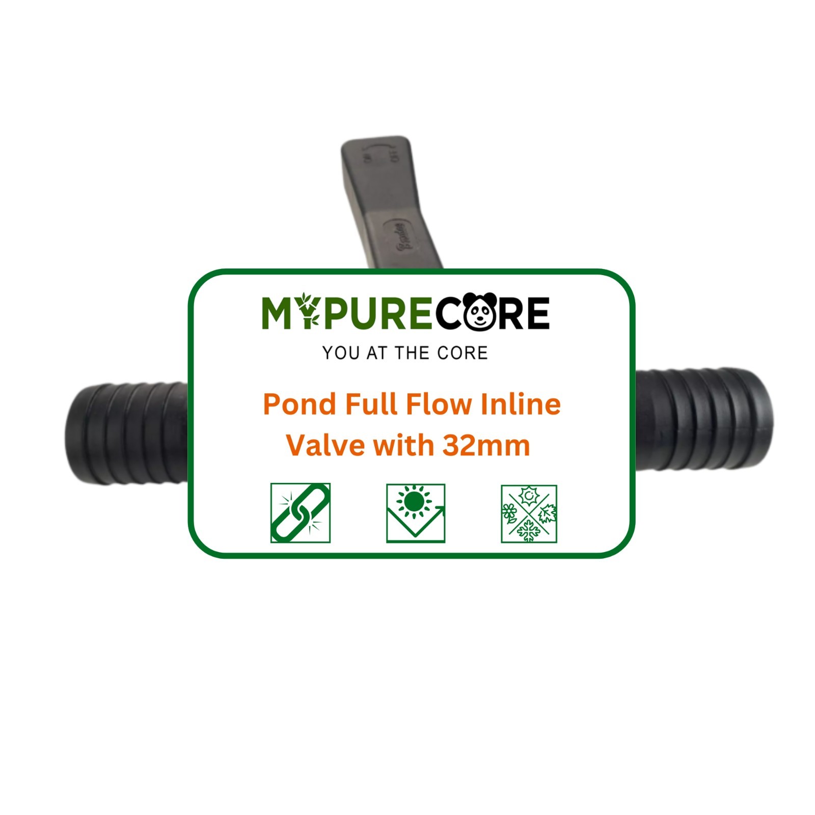 ond Full Flow Inline Valve with 32mm (1.25"") Hosetails – Shut-Off Tap for Pump