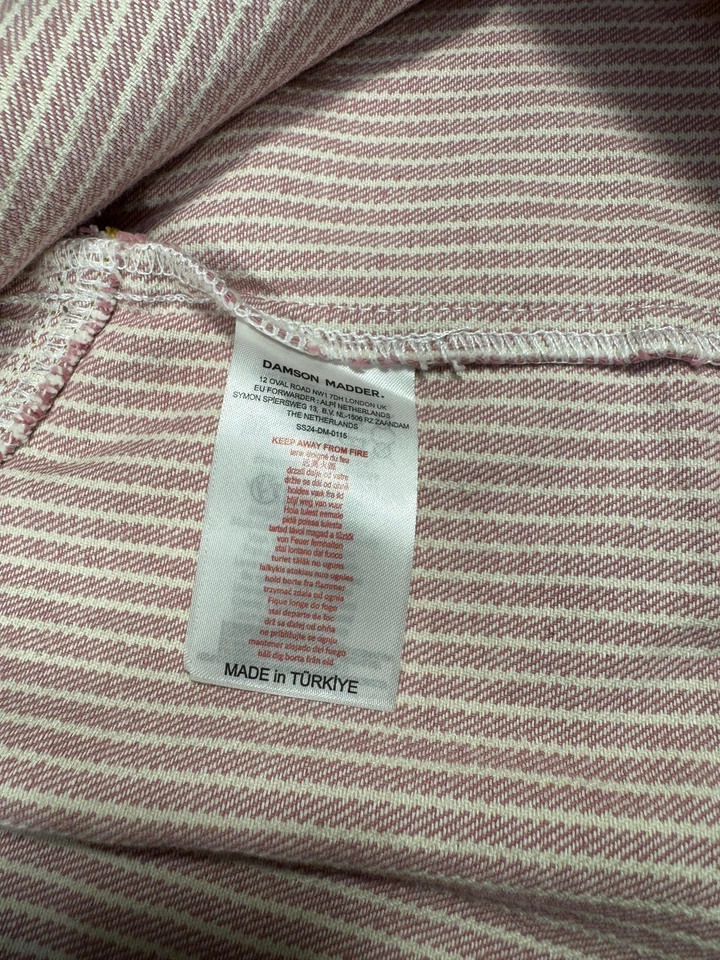 Damson Madder Vest Womens 12 Pink White Striped Tie Front Utility Pockets Chore - Image 3 of 4