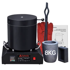 TOAUTO 8KG Aluminum Melting Furnace 1800W Smelter Casting Ingot Mold Kit 999℃