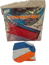 Vtg Aqua Leisure Heavy Duty Air Mat Pool Inflatable Yellow 72" X 27" Beach Ball