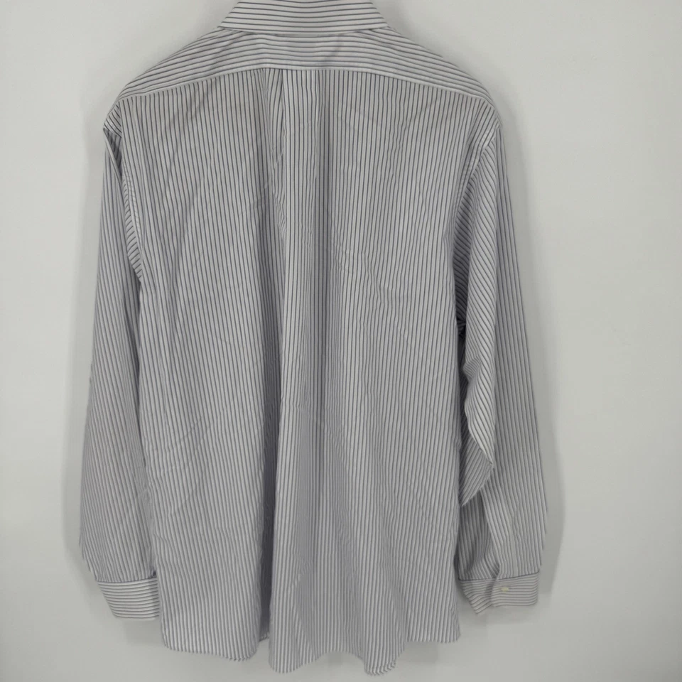 Brooks Brothers Mens 17 35 Slim Fit Blue Striped  Supima Cotton Dress Shirt - Image 4 of 4