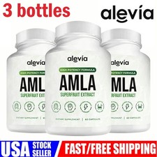 3PCS Alevia Organic Amla Capsules 1000mg Indian Gooseberry Amla Fruit Supplement