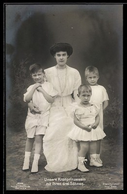 Crown Princess Cecilie with Three of Her Sons, Postcard 
