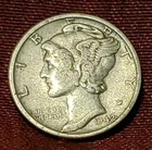 1942-P Mercury Dime 90% Silver, Free Shipping