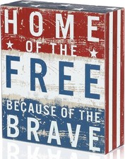 Patriotic Decor 4th of July Box Sign 5 x 6 Inch Red White Blue Memorial Day