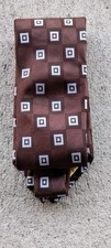 Insegna uomo DONALD J. TRUMP. Cravatta geometrica 60" seta marrone/blu collezione, PO!