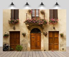 7x5ft Italian Tuscan Street Cafe Architecture Photography Photo Backdrop