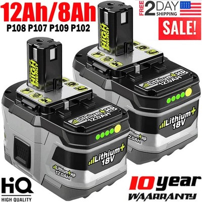 8.0Ah 12.0Ah 18Volt For RYOBI P108 18V One Plus High Capacity Lithium Battery US