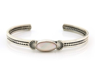 Navajo Cuff Bracelet Sterling Silver Authentic Pink Muscle Native Artist
