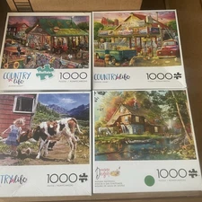 Buffalo 1000 Jigsaw Puzzle, Lot Of 4 -COUNTRY LIFE  ASSORTMENT  W/ POSTERS