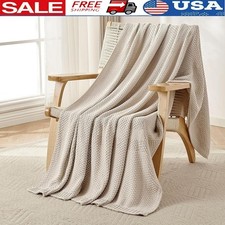 Soft Cozy Cotton Knit Throw Blanket Cable Knit Decorative Accent Gift Home New