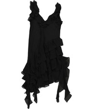 GUESS Womens Mila Sleeveless Ruffled Asymmetrical Dress, black, S