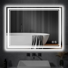 24  x 36  Bathroom Mirror with Lights Front and Backlit Anti-Fog Dimmable 3 C...